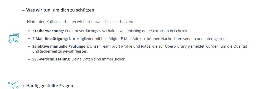 Abschnitt Was wir tun, um dich zu schützen auf 50plus-singleboerse.ch