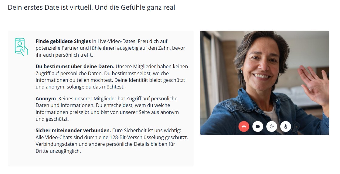 Abschnitt Online-Dating mit Video auf 50plus-singleboerse.ch