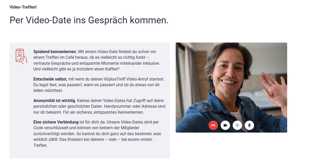Abschnitt Video-Date auf 60plustreff.ch