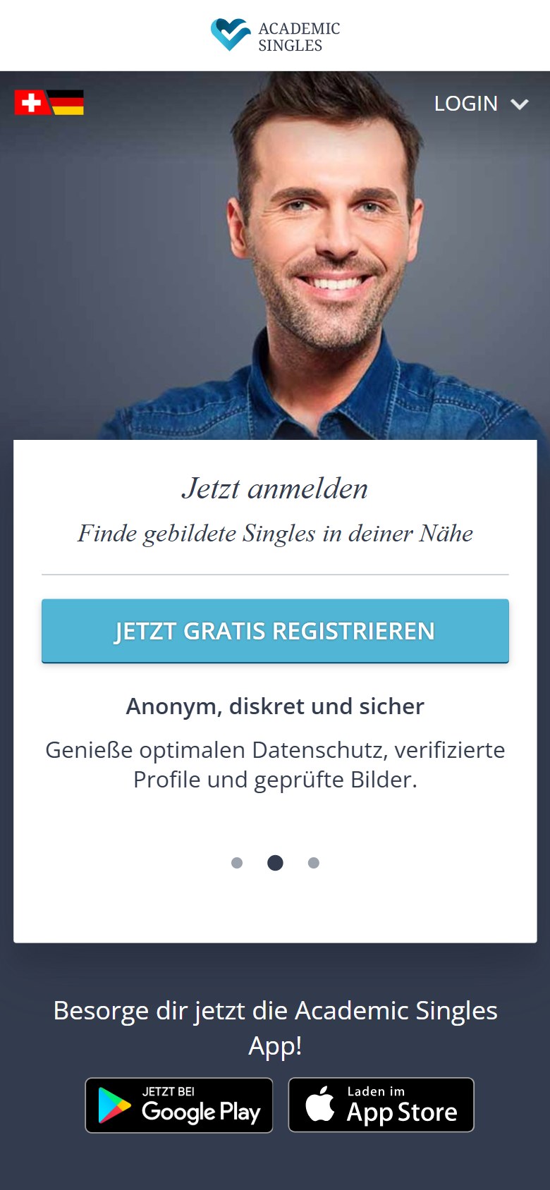 academicsingles.ch auf dem Smartphone