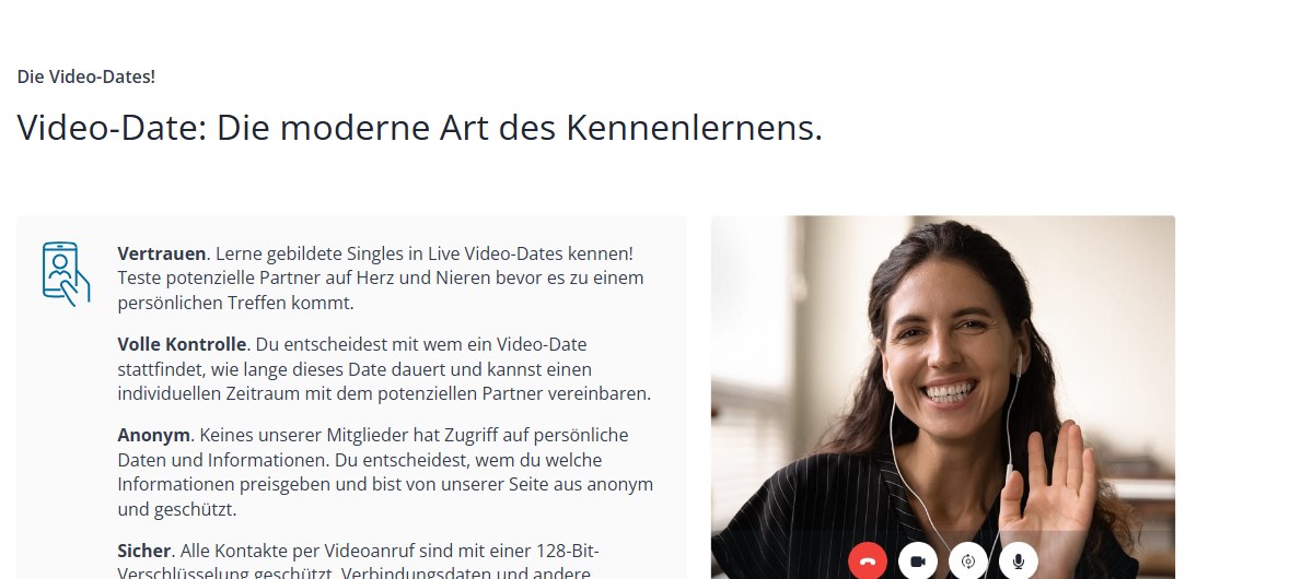 Abschnitt Video-Date auf academicsingles.ch