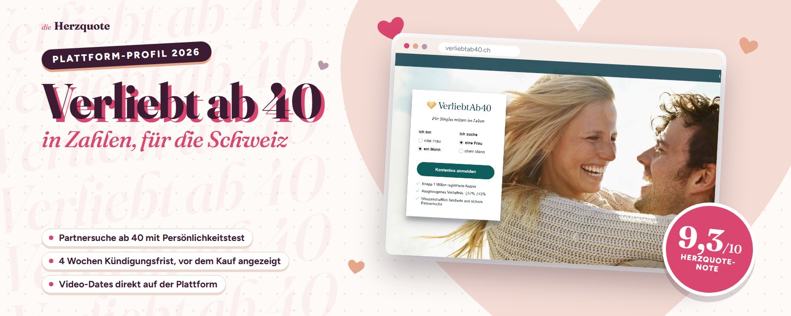 Verliebt ab 40 in Zahlen, Plattform-Profil 2026 von Herzquote