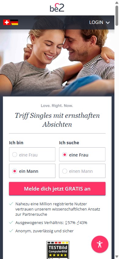 be2.ch auf dem Smartphone