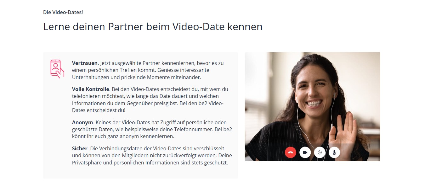 Abschnitt Video-Dates auf be2.ch