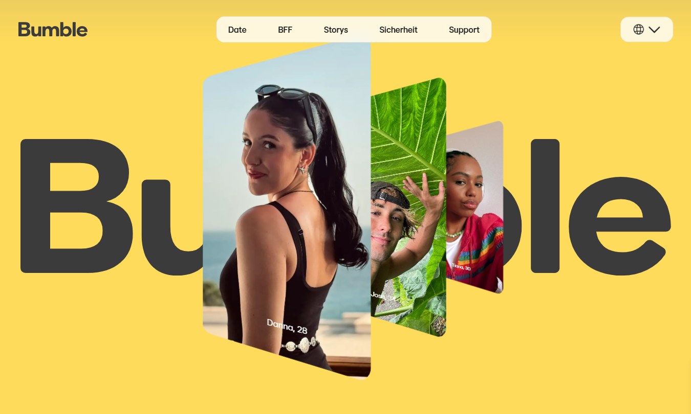 Startseite von bumble.com auf Deutsch