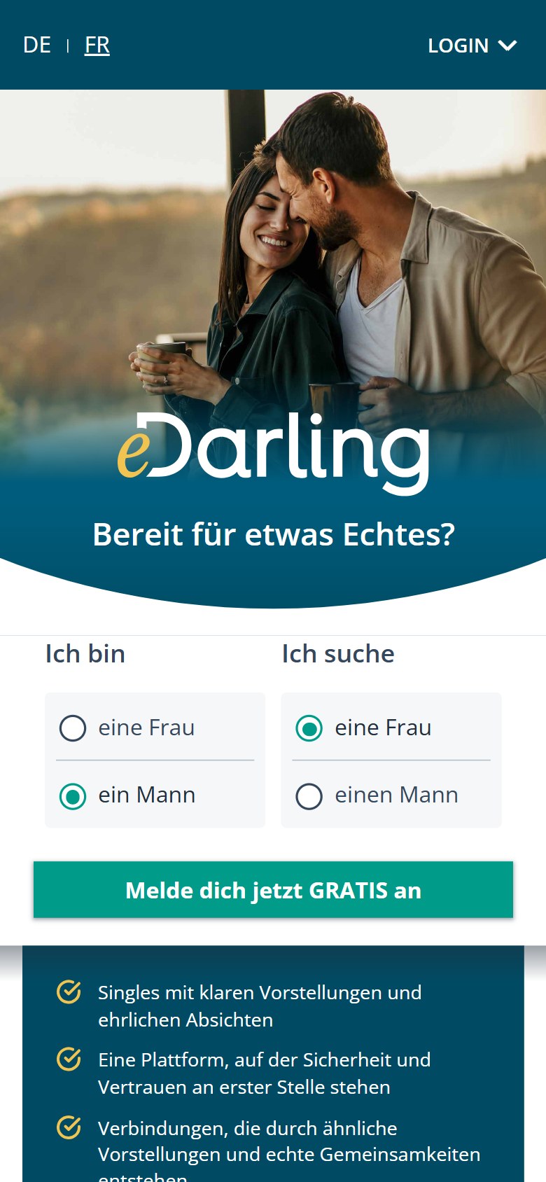 edarling.ch auf dem Smartphone