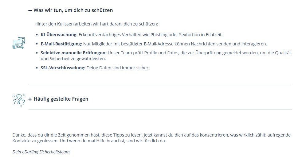 Sicherheitsseite von edarling.ch: Was wir tun, um dich zu schützen