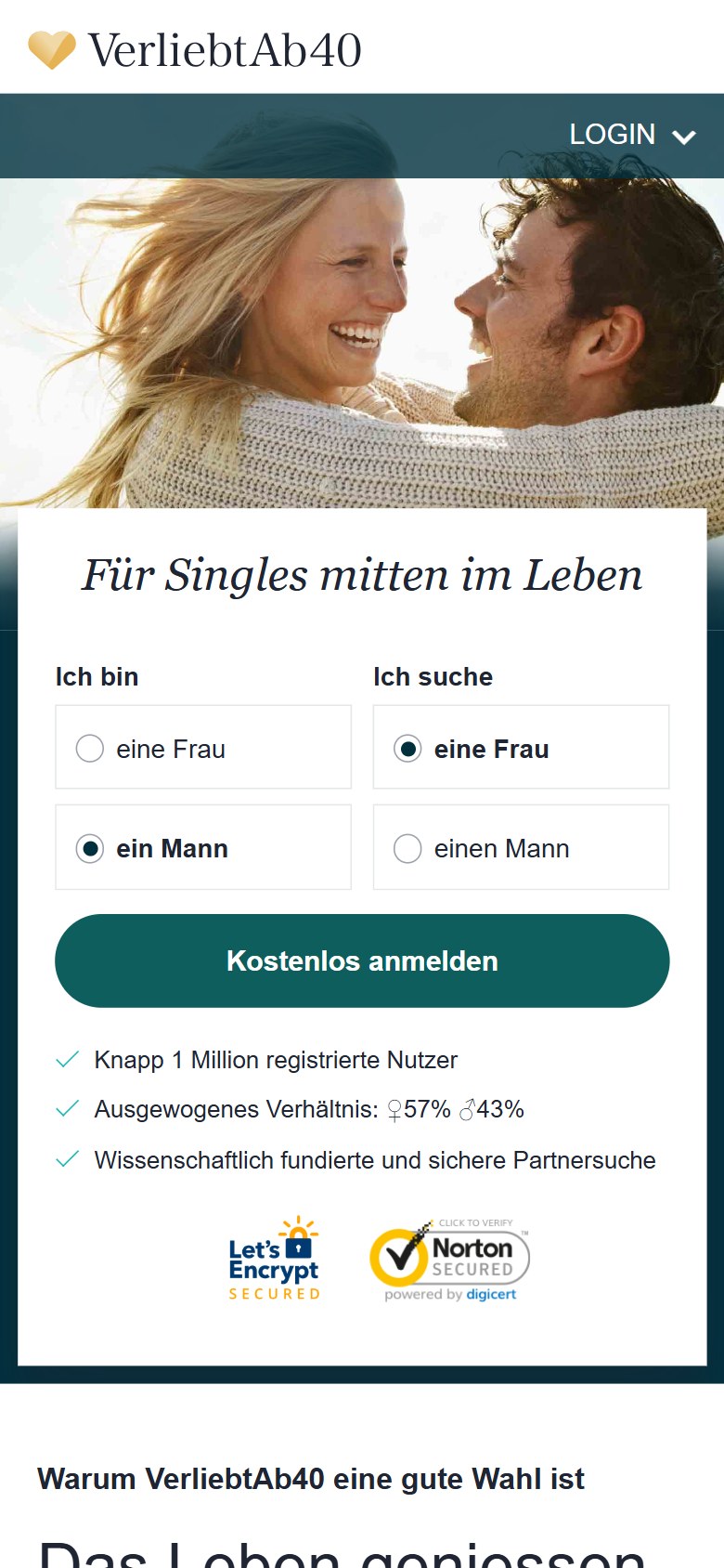 verliebtab40.ch auf dem Smartphone