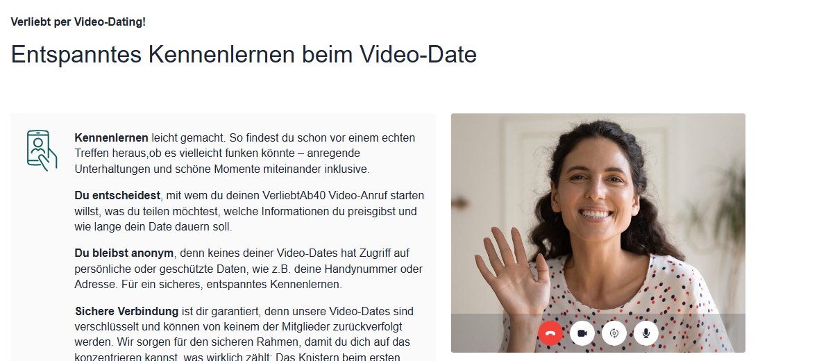 Abschnitt Video-Date auf verliebtab40.ch